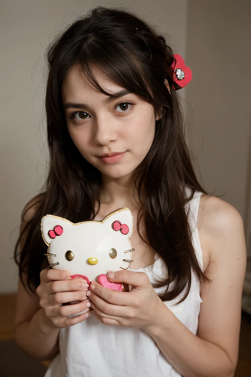 Hello kitty holding heart with name Anaya