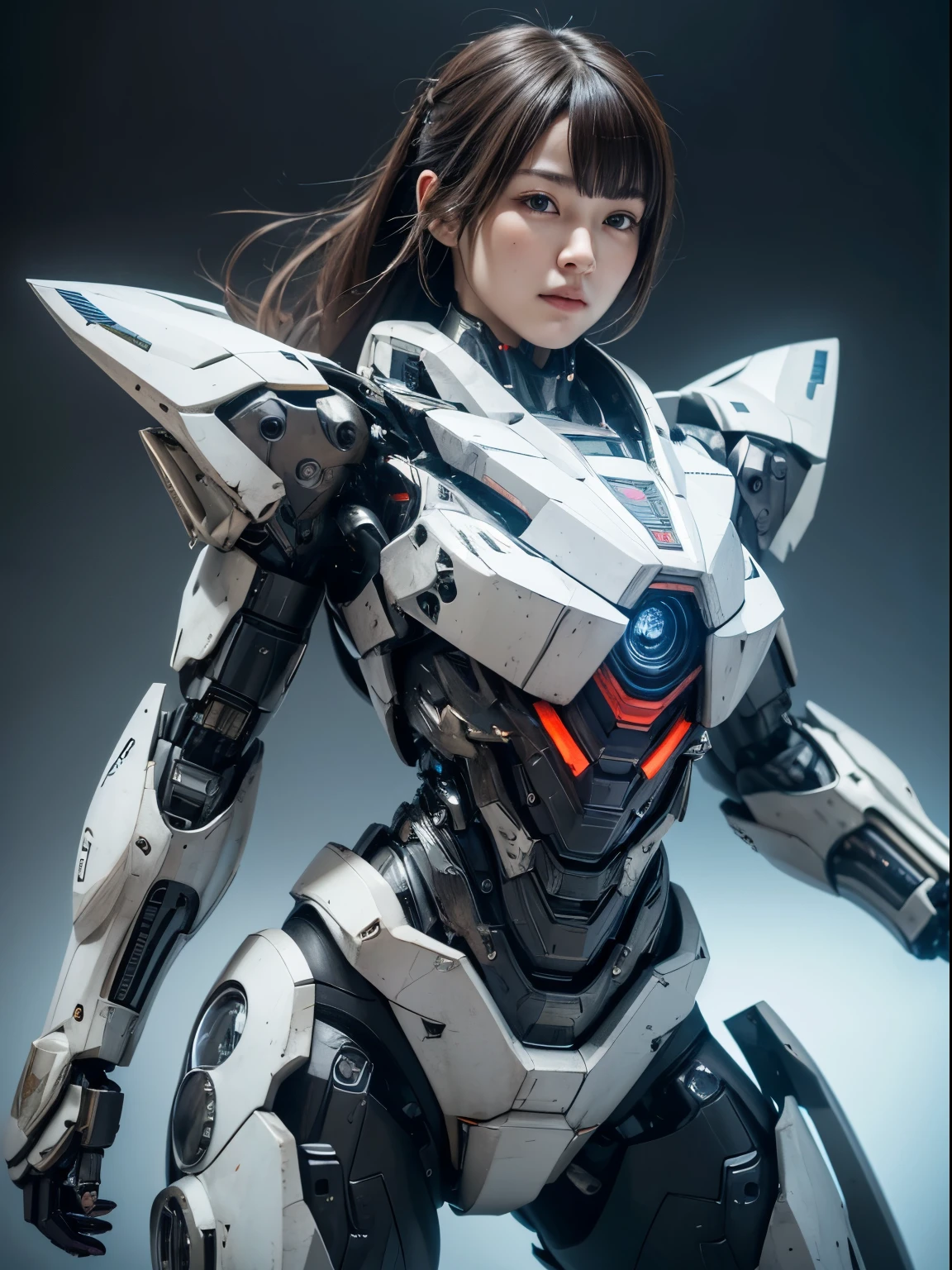 Textured skin, Super Detail, high details, High quality, Best Quality, hight resolution, 1080p, hard disk, Beautiful,(War Machine),beautiful cyborg woman,Mecha Cyborg Girl,Battle Mode,Girl with a Mecha Body,She wears a futuristic war machine weapon mech,Fulll body Shot
