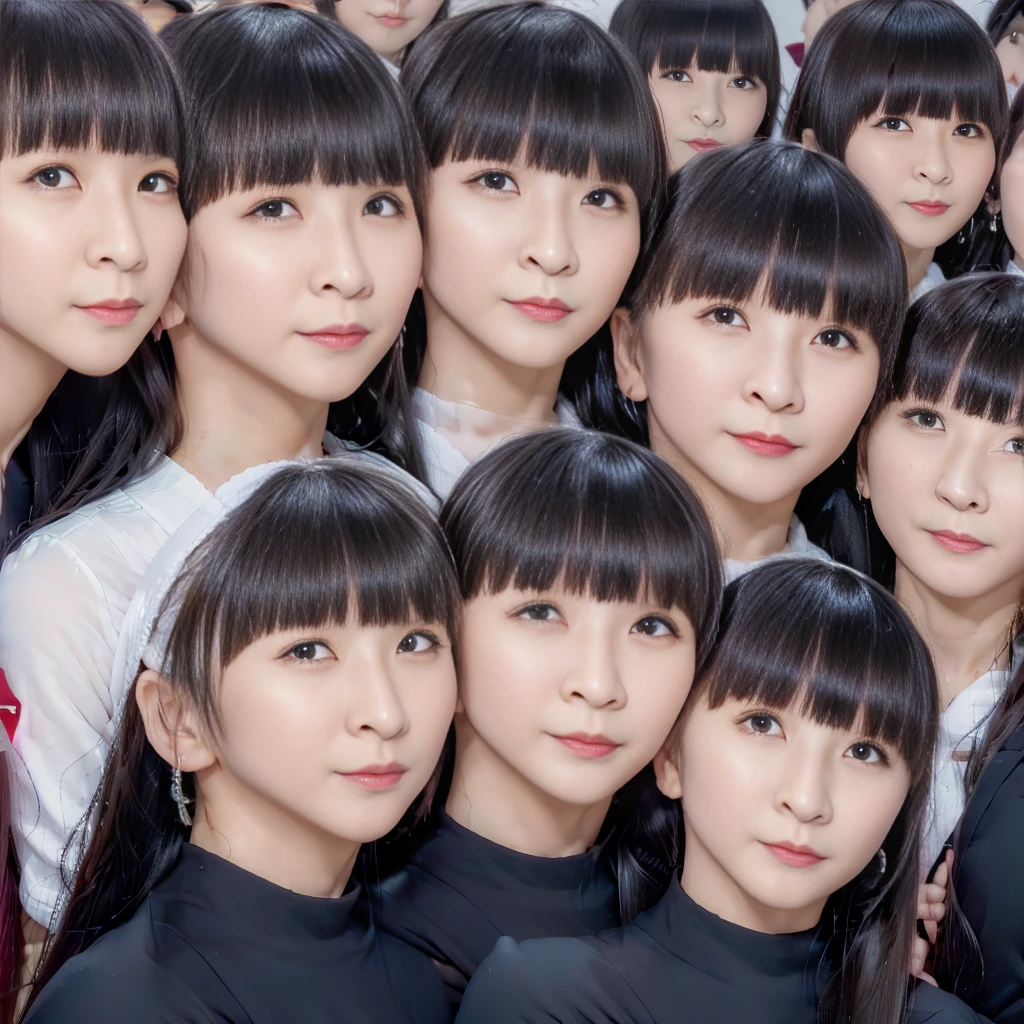 Raw photo、(((multiple girls))),((((6+girls)))),((((100girls)))),(((1000girls))),((((1000 cloned girls)))),((((cloned face)))),Women only、The same face、((matching sailor suit))、、A dark-haired、100 cute high school girls、a smile、inside a classroom、selfee、same person、(((Large group)))