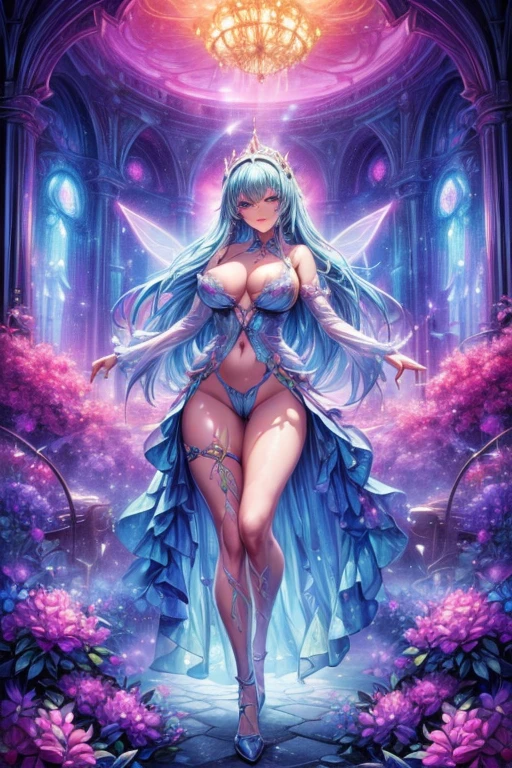 ((top-quality、8K、masterpiece:1.3)),high-level image quality、最high-level image quality、top-quality、hiquality、slenderbody、Beautiful feceボディーライン、Beautiful fece女性、Colossal tits、Sexy style、Insist cleavage、Boob emphasis、(1girl in:1.4)、ultra-detailliert、Beautiful and aesthetic、Beautiful fece、masterpiece、Show off your cleavage、undergarment、Huge chest chest)、sexy undergarment、garterbelts、sheer bondage costume、(full body1:4)、Beautiful fece女性は, (Medium length hair), Detailed huge breasts, Lovely smile, (Warm colors), moist, moist, Reflectors, (masutepiece) 、(Best Quality) (Detailed) , (8K) (Studio Lighting) (Convoluted) , ((Flower arch so magical and dreamy)), opulent, ethereal fairy tale, Rich pastel color palette, Ethereal dreamy theme, dreamy and detailed, The setting of a fairy tale:, (((building with many flowers)))、anime fantasy artwork, anime fantasy illustration, Beautiful feceアートワークのイラスト, Beautiful feceアニメアートwork, elaborate digital art, Convolutedな華やかなアニメCGIスタイル, anime art nouveau cosmic display, Beautiful feceアニメアート, Beautiful feceデジタル芸術作品, Beautiful feceファンタジーアニメ, Detailed anime artwork, Detailed Digital Anime Art, dreamy psychedelic anime、Sheer Sexy Lingerie、sheer lingerie、Super beautiful girl、(Two arms:1.4、Two legs:1.4)、(perfect anatomia:1.4)、(Perfect female body:1.4)、Soft front light、Beautiful fece表現、Beautiful fece乳房、large full breasts、Beautiful fece尻、A detailed eye、Clearly eye-catching, beautiful and alluring、Beautiful fece目、Narrow waist、red rip、Arrange your long hair as cool as a queen、((erection)),