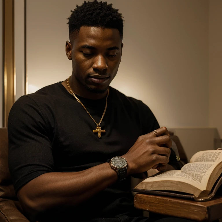 (( melhor qualidade)) Black Man Reading the Bible,on your wrist is a gold watch