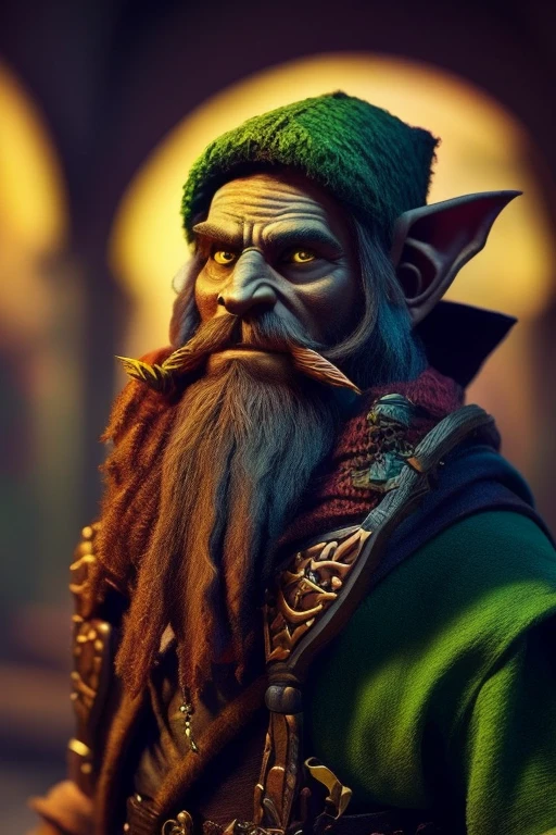 thief goblin with detailed beard, colorful aesthetic, best quality, beautiful