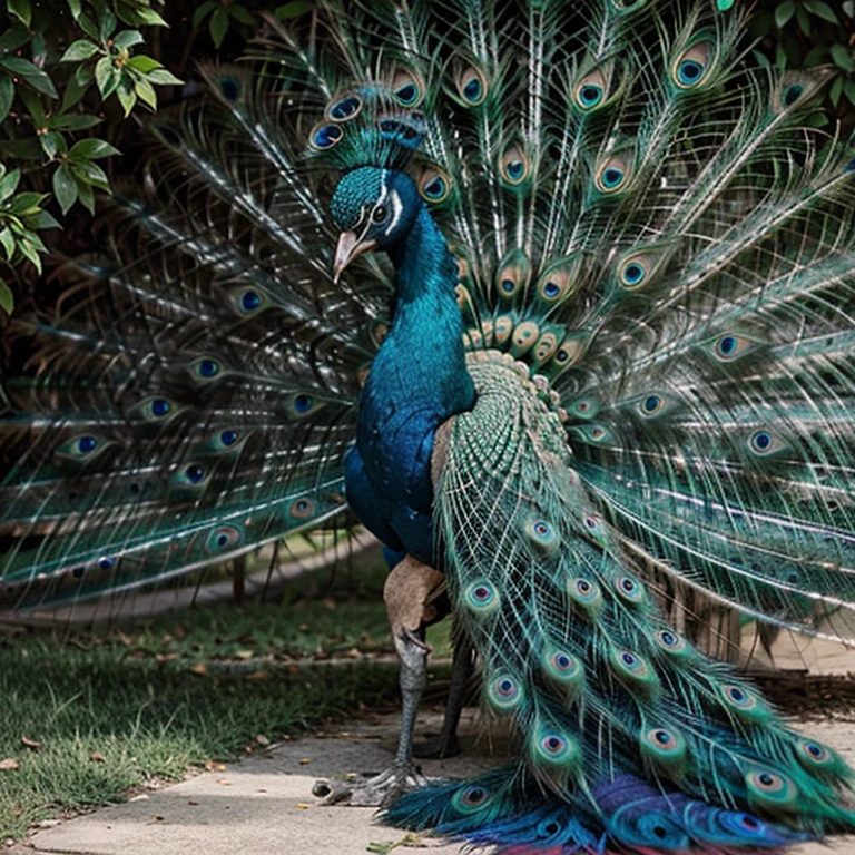 Peacock with a loose tail