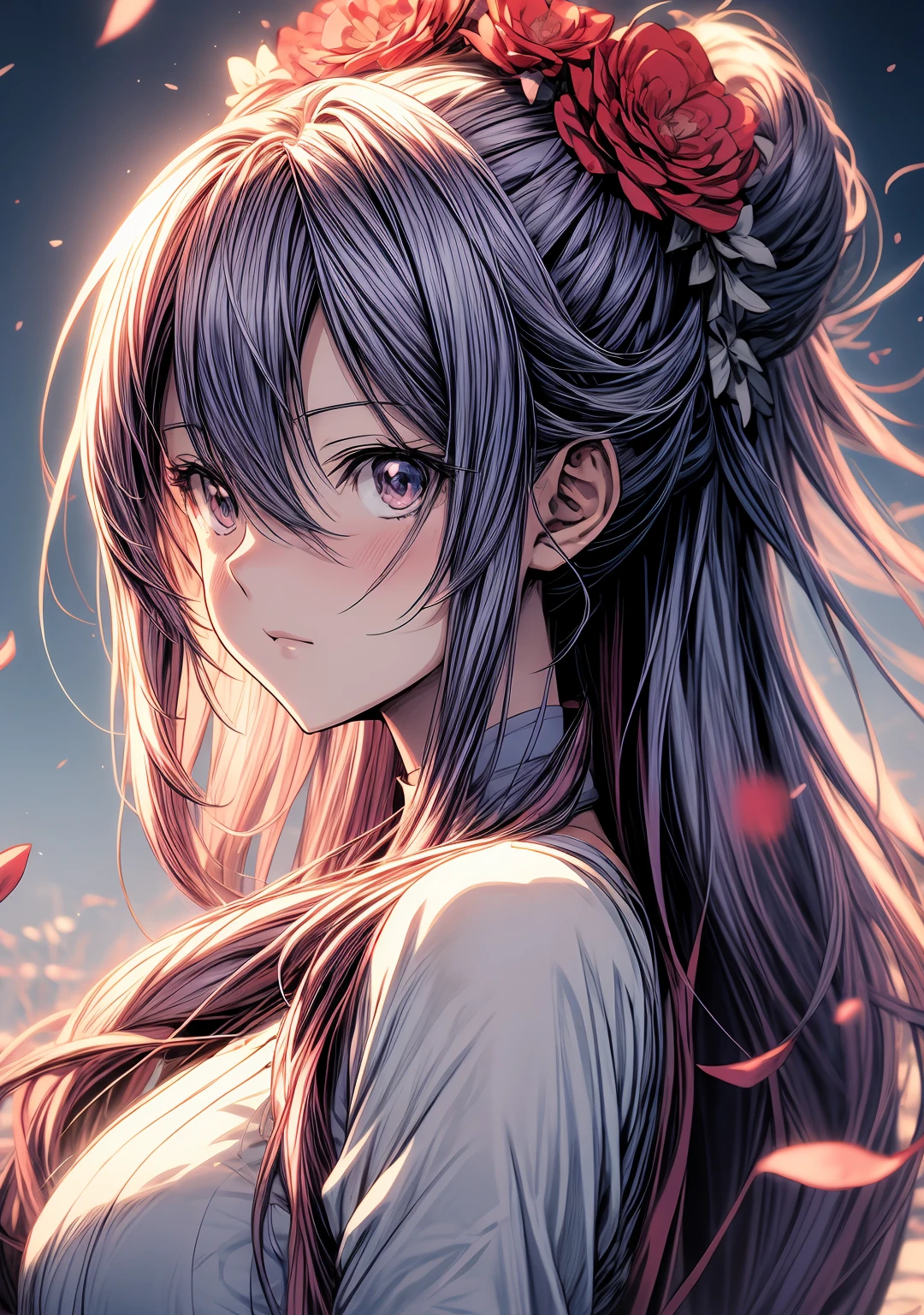 anime girl with flowers in her hair, anime style 4 k, beautiful anime portrait, anime art wallpaper 4 k, anime art wallpaper 4k, anime art wallpaper 8 k, detailed portrait of anime girl, 4k anime wallpaper, anime wallpaper 4 k, anime wallpaper 4k, detailed digital anime art, stunning anime face portrait, beautiful anime girl, 4 k manga wallpaper