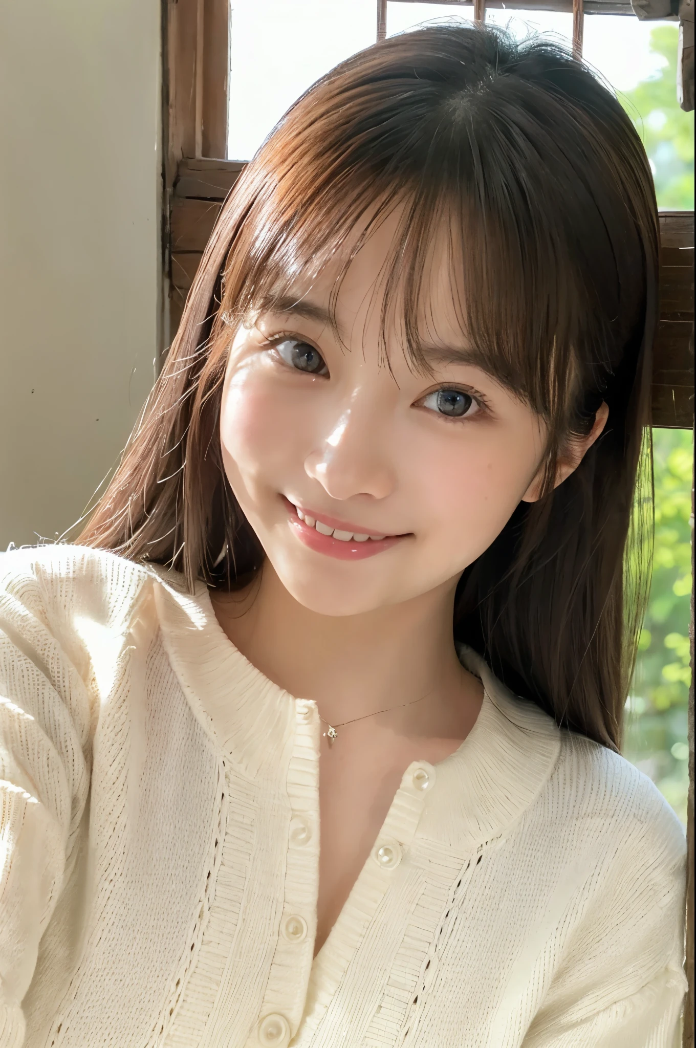 ulzzang -6500-v1.1, (Raw photo:1.2), (Photorealsitic), a beautiful detailed girl, (Real: 1.4), ighly detailedな目と顔, beatiful detailed eyes, In the classroom of  the school、Round glasses、huge filesize, hight resolution, ighly detailed, top-quality, [​masterpiece:1.6], illustratio, ighly detailed, nffsw, finely detail, top-quality, 8k wallpaper, Cinematographic lighting, selfee、Instagram、1girl in, , perfect body type, cute droopy eyes beautiful big eyes、Pieckfinger, ((masutepiece)), Best Quality, 1girl in, eye shadow, Upper body, Portrait, ((FULL BODYSHOT:1.2))、(Very affectionate smile:1.2)、