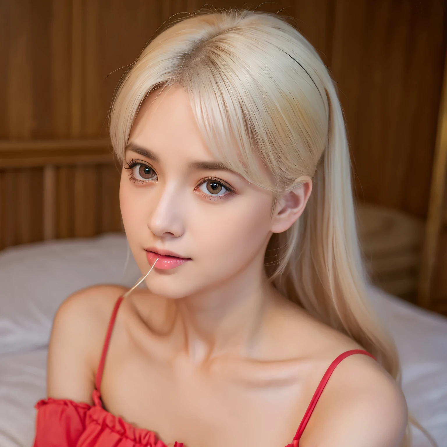 um close up de uma mulher com longos cabelos loiros e um vestido branco, Ulzzang, menina coreana, wan adorable korean face, Mulher sul-coreana bonita, linda mulher coreana jovem, Modelo IG | Artgerm, Jinyoung Canela, Heonhwa Choe, longos cabelos loiros e olhos grandes, Jaeyeon Nam, maquiagem sul-coreana popular, Lalisa Manobal