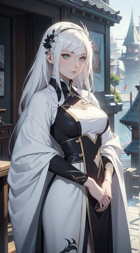 A white hair、Close-up of a woman in a white mask, Belle peinture de personnage, guweiz, Guweiz style artwork, white-haired god, author：Hero, Epic and beautiful character art, Stunning character art, authon Qi, by Wuzhun Shifan, guweiz on pixiv artstation