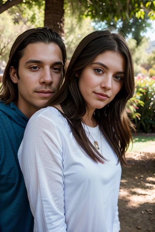 Two people, a mother and son, busos with the initials A,N