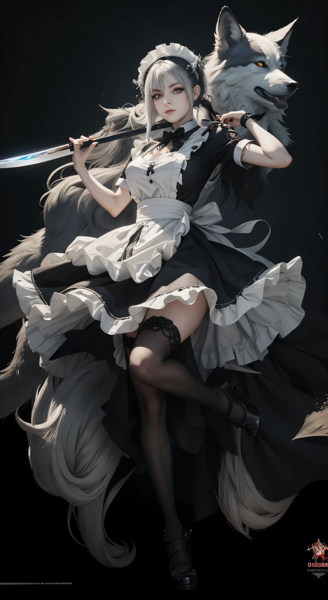 tmasterpiece， Best quality， （Very detailed CG unified 8K wallpaper）， cool maid， morbid，Tachi， Two wolveull bodyesbian， Mad eyes， Jessica Rosier's style， 8K