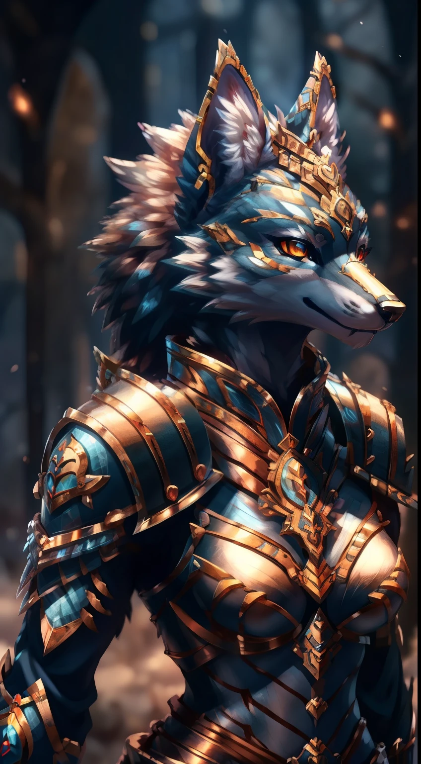 Alafed image of a man with a sword and armor, wolf armor, female anthropomorphic wolf, kitsune inspired armor, Stunning character art, epic fantasy character art, detailed digital 2d fantasy art, epic exquisite character art, Wearing intricate fur armor, warrior character design, female paladin, rpg concept art character, a very beautiful berserker