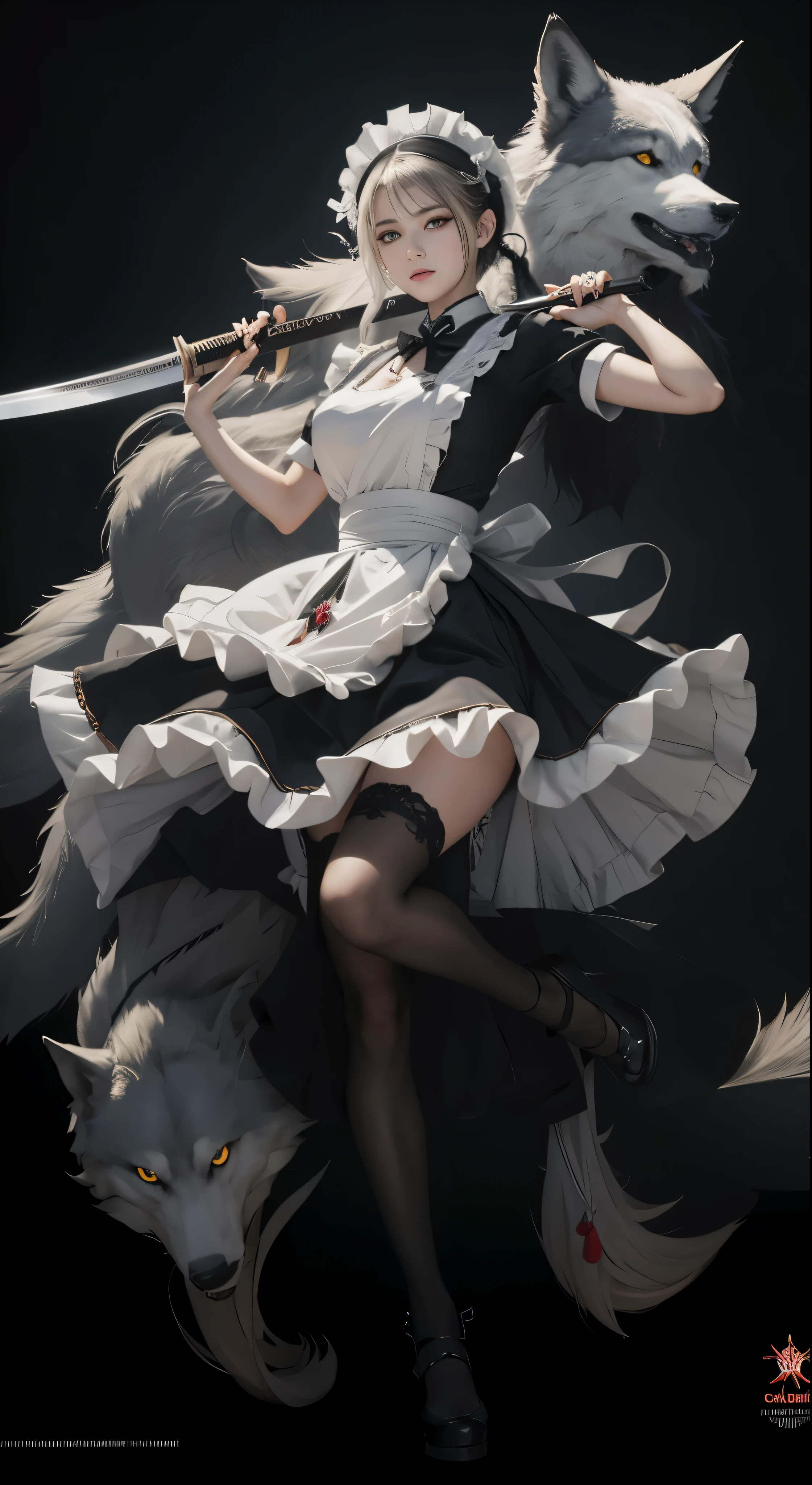 tmasterpiece， Best quality at best， （Very detailed CG unified 8k wallpaper）， cool mick，Tachi， two wolves bodyesbian， Mad eyes， jessica rozier style， 8K
