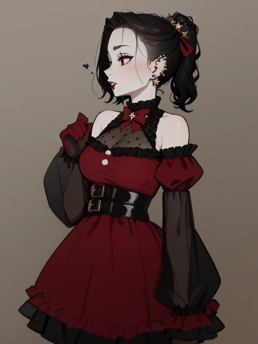 Christmas goth, ear piercing, goth, gothic, sexy, christmas outfit, pale skin