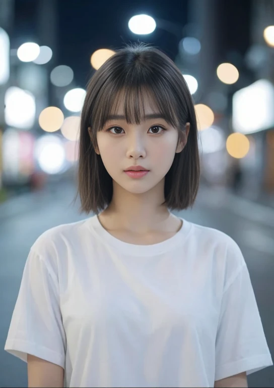 Close-up of a woman wearing a white sweater, neat hair With bangs, short detailed hair, Baiji haircut hairstyle, short detailed hair With bangs, south east asian with round face, Cute and delicate face of girl, With bangs, Korean girls, Young cute asian face, Korean symmetrical face, middle parted bangs, Avatar profile picture，the background is clean