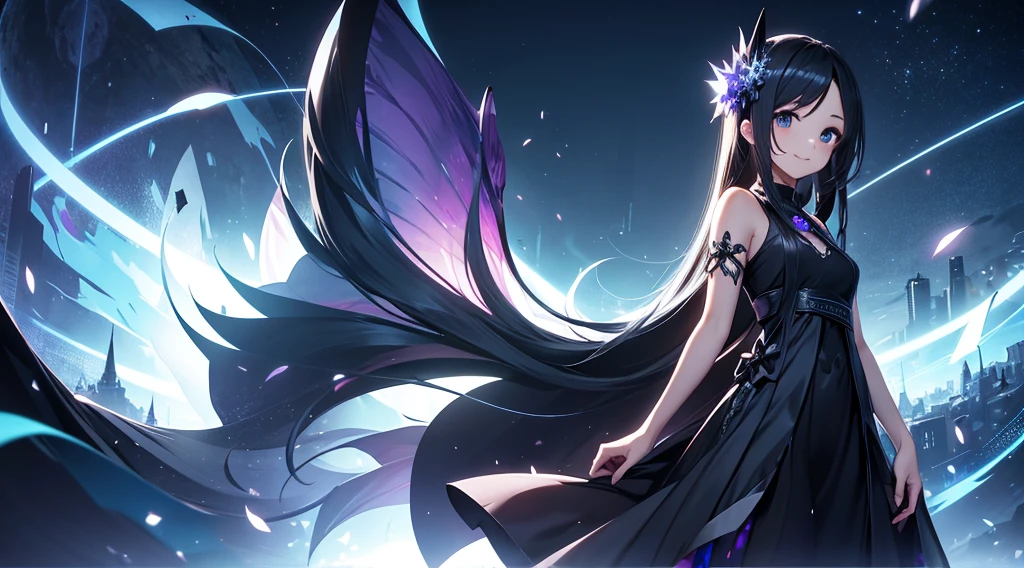 android、PC Wallpapers、One person、Dark long dress with little exposure、Smiling beauty、kawaii pose