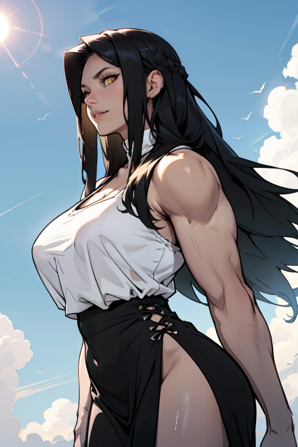 muscular huge breasts thick sunny sky clouds black hair yellow eyes black sundress black hair yellow eyes pale skin solo joyful long straight hair long straight hair long straight hair long straight hair long straight hair long straight hair long straight hair long straight hair long straight hair