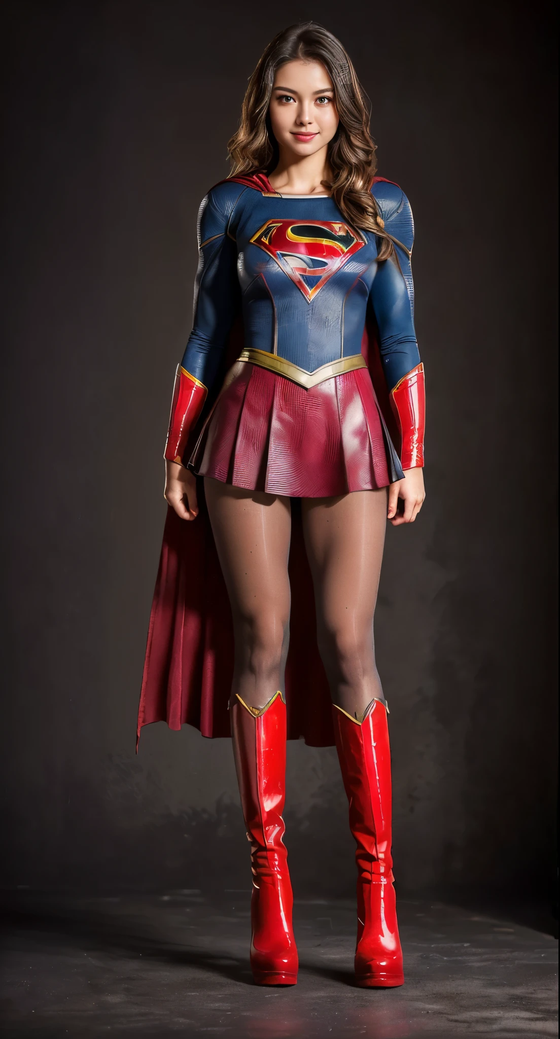 No background、Suffering、Hung、Are sleeping、lying back on、(((Wear black tights on your beautiful legs.)))、(((Grow legs、tall、Legally express the beauty of your smile)))、((((Make the most of the original image)))、(((Supergirl Costume)))、(((beautiful hairl)))、(((Suffering)))、(((Feet must necessarily be worn with black tights)))、(((You need to wear red boots)))、((Top image quality、8K))、((top-quality、8K、​masterpiece:1.3))、(((Keep Background )))、Crisp focus:1.2、Beautiful woman with perfect body shape:1.4、Slender Abs:1.2、a wet body:1.5、Highly detailed facial and skin texture、8K