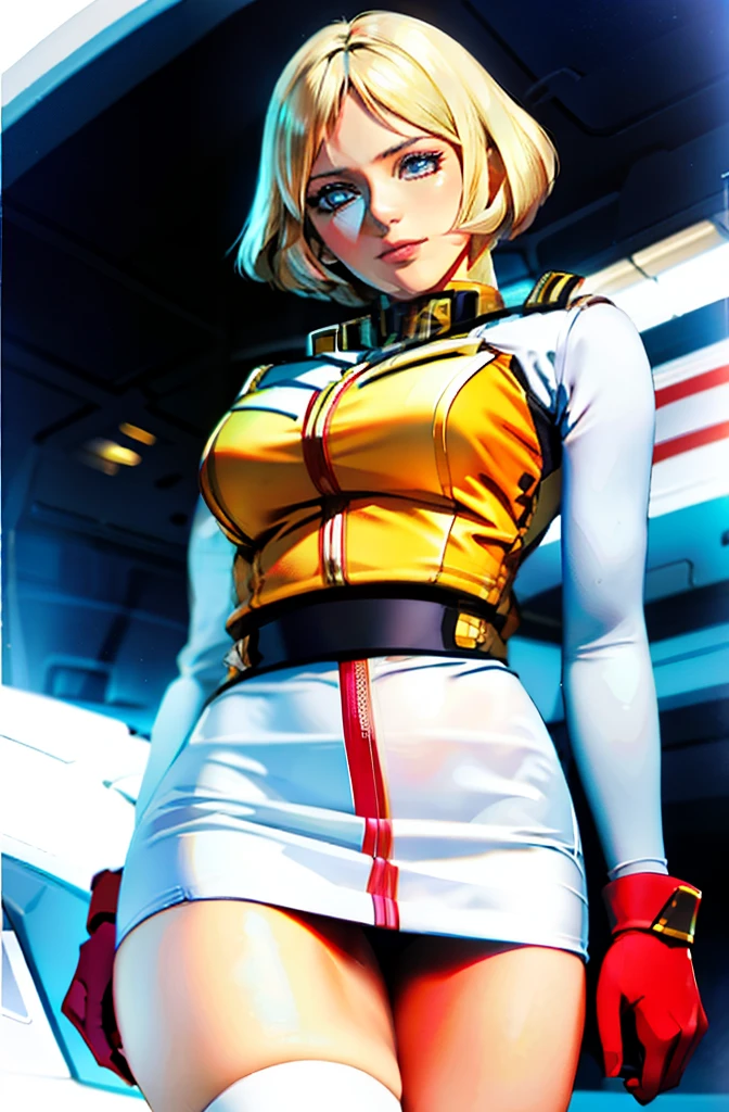 rialistic photo、Real Images、Top image quality、1girl in, sayla mass, Elegant, masutepiece, Convoluted,Ultra mini skirt、White panty、 Realistic, Best Quality, absurderes, high face detail, Perfect eyes, 18 years old, Cowboy Shot, , Vibrant colors, White uniform, Skirt