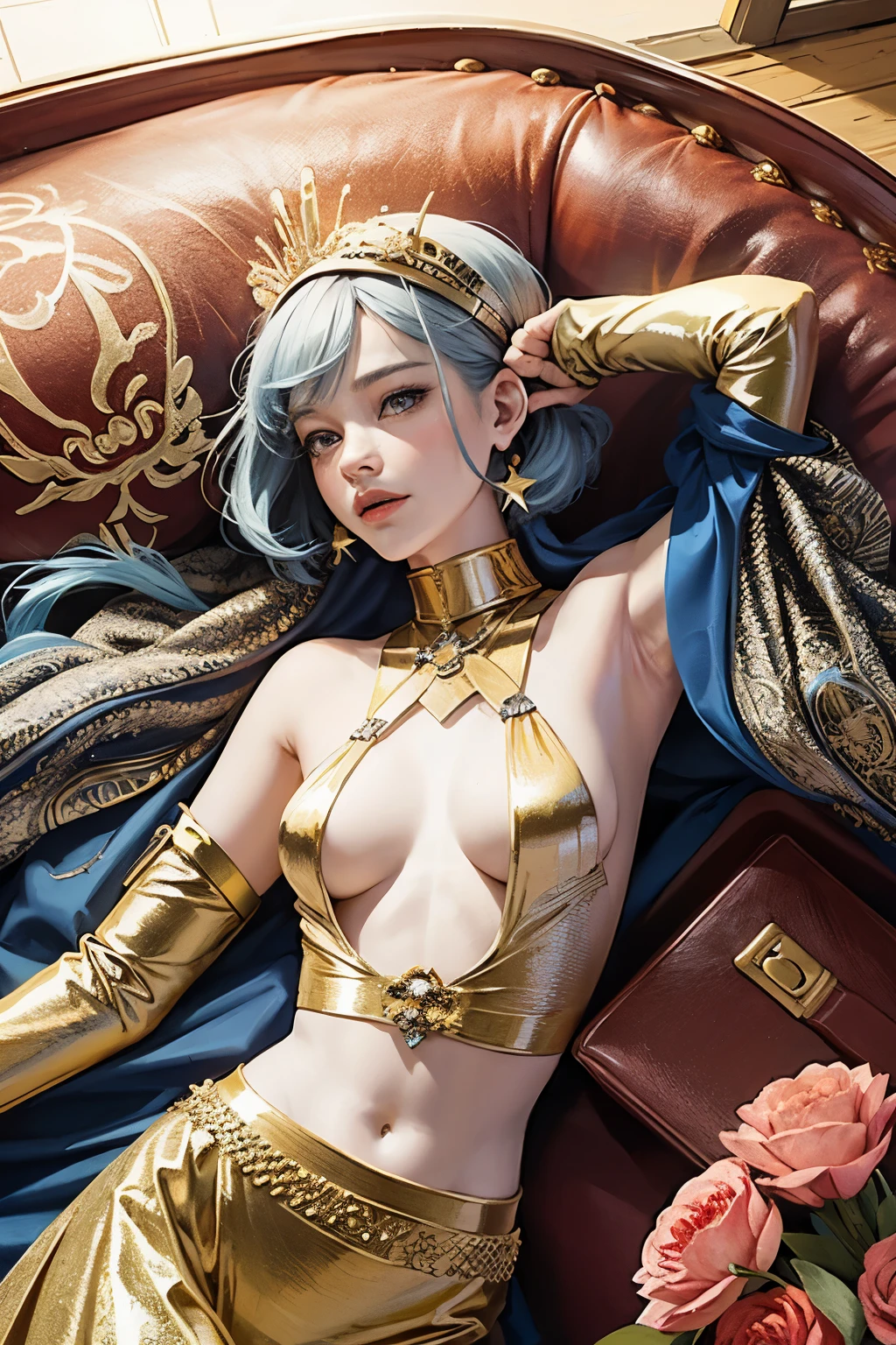 (masterpiece、Top Quality、Top Quality、Official Art、Beautifully Aesthetic:1.2)、(1girll)、Extreme Details、colourfull、highestdetailed、Official Art、unity 8k wallpaper、extremely highly detailed、Beautifully Aesthetic、Beautiful fece、masterpiece、Top Quality、(zentangle、mandalas、tangle、Entanglement)、holy light、gold foil、gold foil 예술、glitter drawing、PerfectNwsjMajmagic、pixie cut、a sorcerer