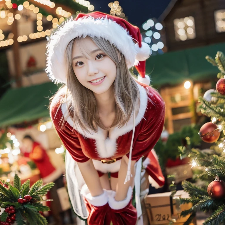 Christmas market at night,Beautiful lighting,Christmas tree