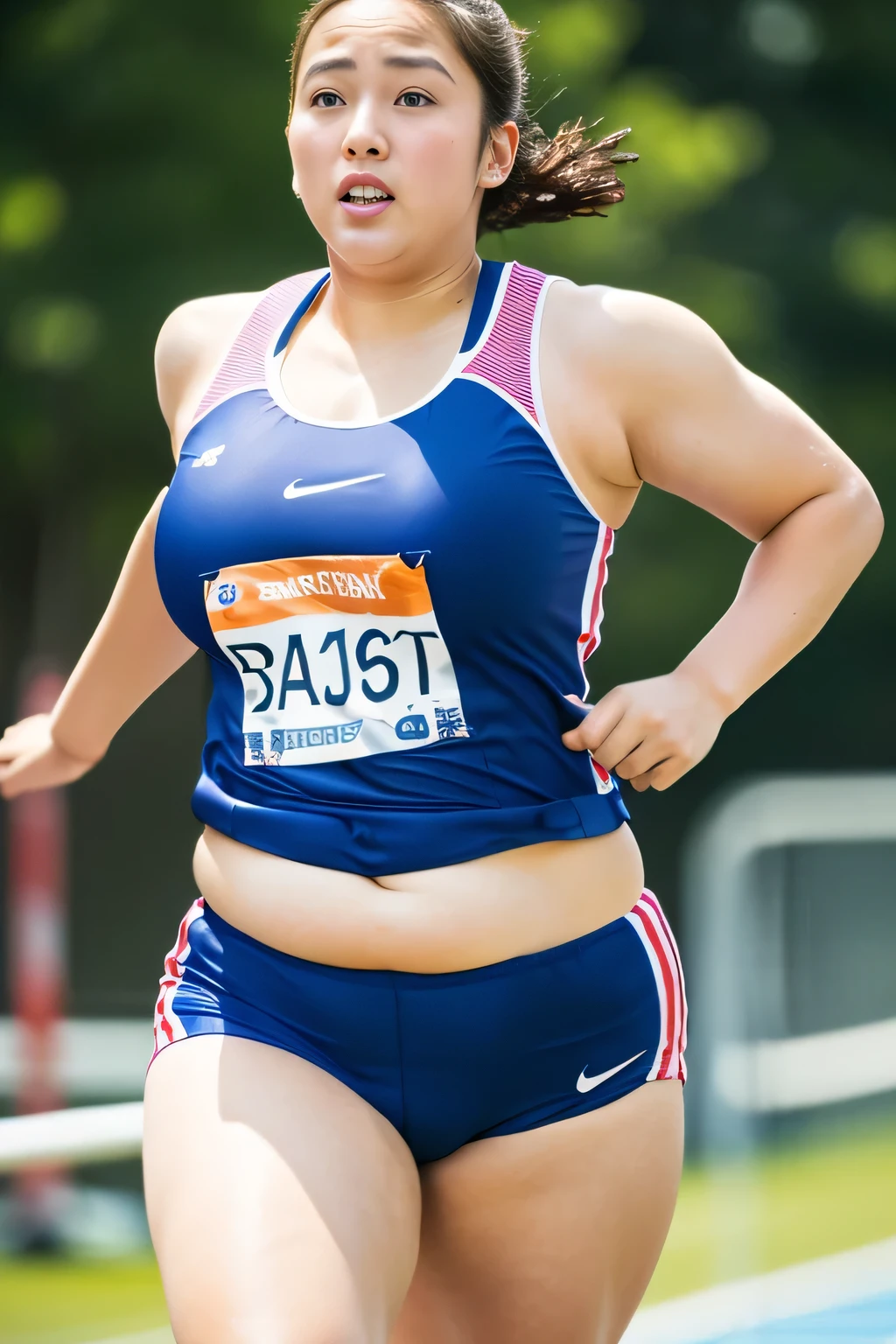 (1 Girl's breasts、Overweight、Extremely fat、chubby、Sweat muscles、japanes、toru & Field Athlete