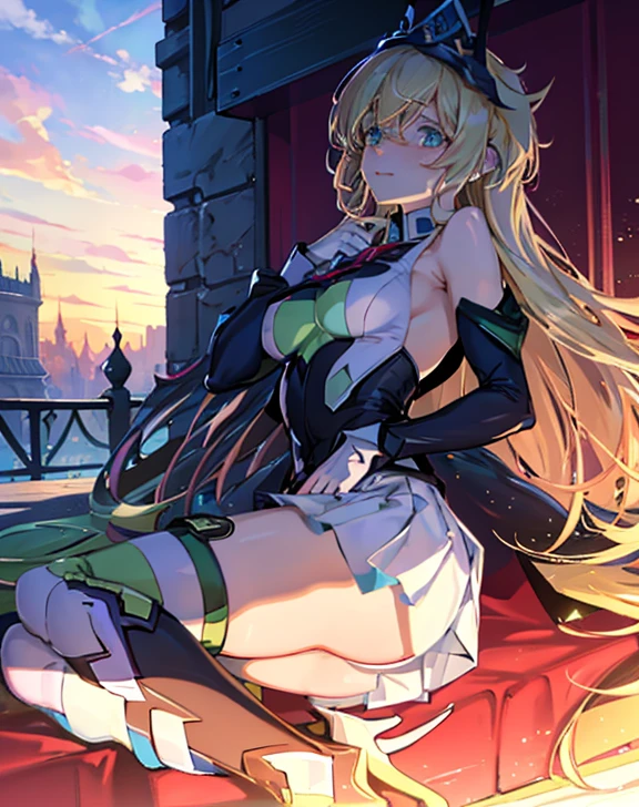 masutepiece, Best Quality,Sleeping on my back on the bed,show your boots,thigh high boots,globe,Strange thieves,Elegant, 1girl in, well-muscled,Cute, blushed, Looking at Viewer, frombelow,Pink mini skirt, jail,Blue eyes, Beautiful eyes, Beautiful background,Sun rays, Dramatic Lighting, Outside, shiny, Realistic, masutepiece, Best Quality, Ultra-detailed, Detailed, Scenery, Beautiful detailed eyes, detailed hairs