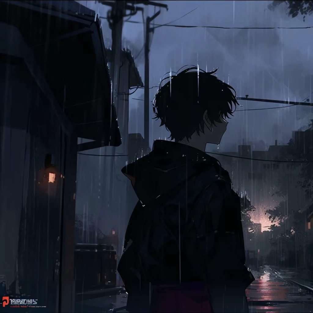 Anime style scene of a boy standing in the rain, Guweiz style artwork, guweiz, Rain aesthetics, anime atmospheric, atmospheric anime, A masterpiece by Guwiz, animeaesthetic, 4k anime wallpapers, animeaesthetic, Anime art wallpaper 4k, Anime art wallpaper 4k, rainy day mood, raining night, Anime wallpaper 4k