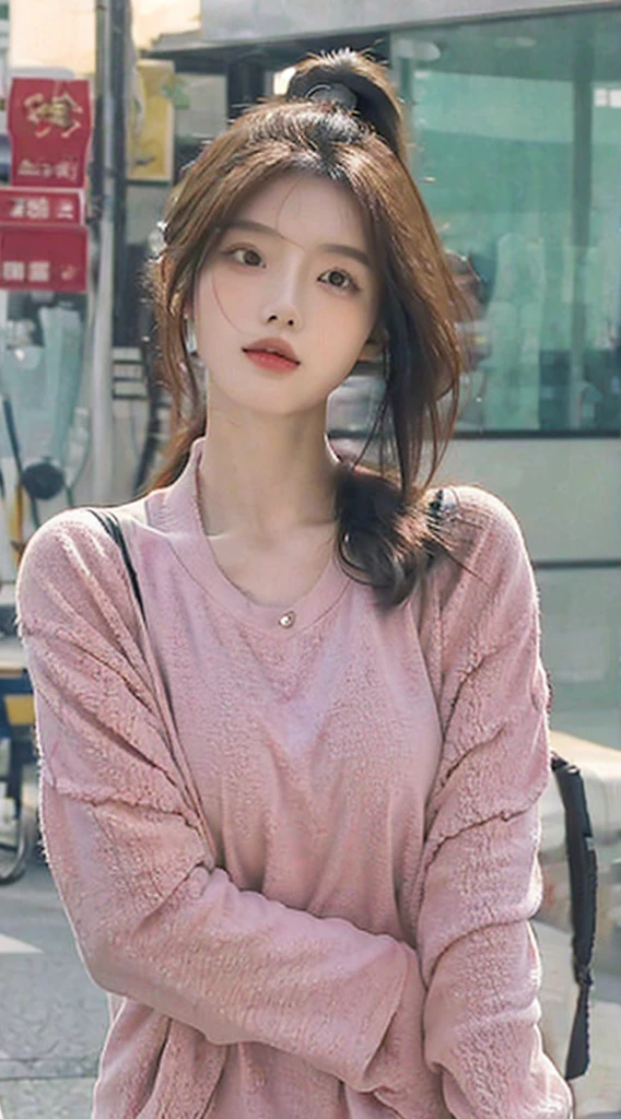 ((quality,8k,tmasterpiece:1.3)),1个Giant Breast Girl,Pretty woman who emphasizes slender abs:1.3,(random hair style,:1.5),leisure wear:1.2,exteriors,Super detailed face,Detailed eyes,double eyelid night