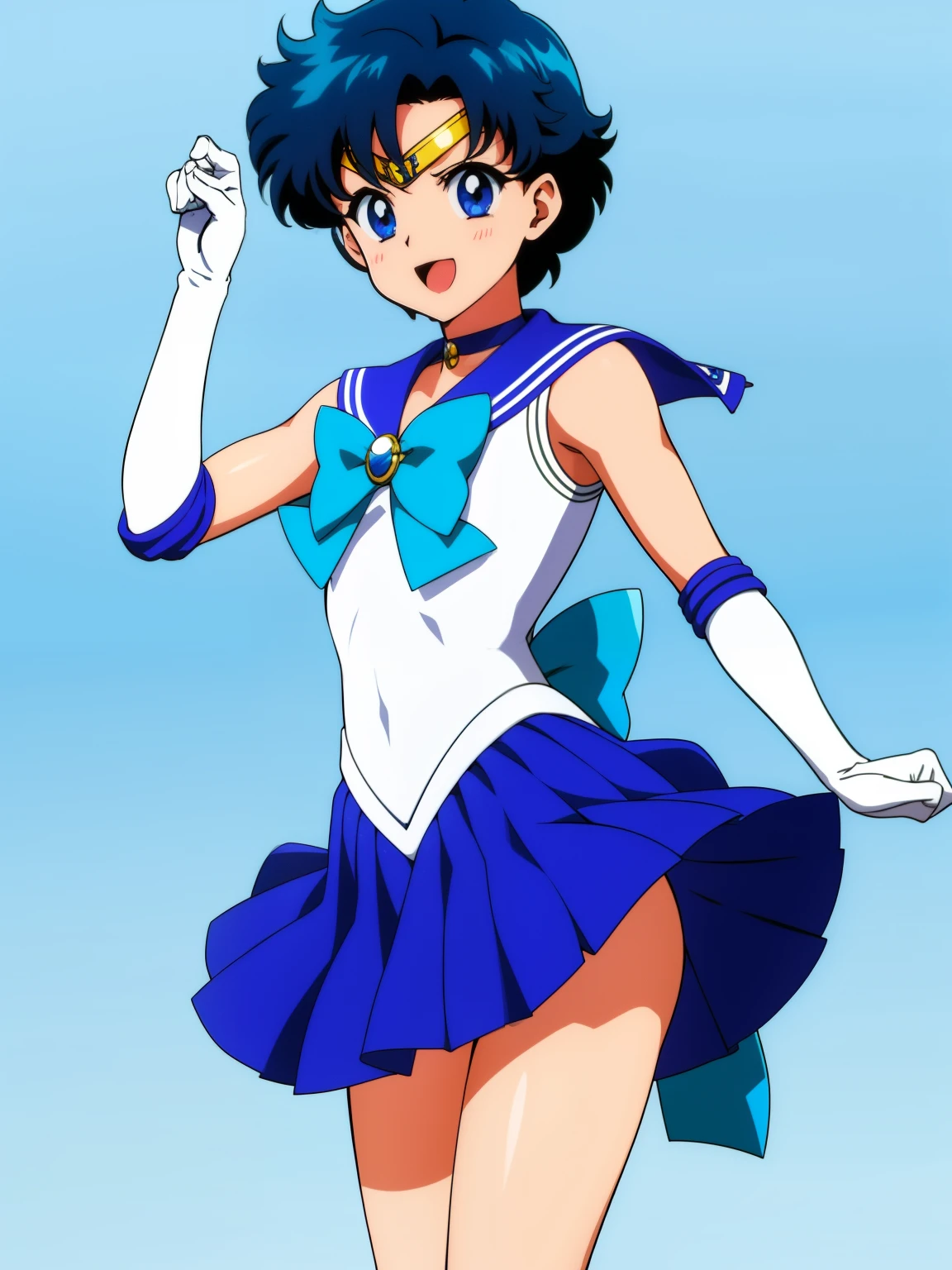 Sailor Senshi Uniform、sparkle、Sailor Mercury、Anime Boy、Junior high school boys、Ami Mizuno、gender change、gender change(Girls to boys)、circlet、Blue sailor collar、solo、Sky blue bow tie、Blue-eyed boy、Very short blue-haired boy、a blue skirt、Blue choker、Blue knee boots、skirt、bow、back_bow、rating:safe、boots、Magical Boy、Bare shoulders、bare legs、knee_boots、sparkle_background、white glove、jewelry、smile、elbowgloves、耳环、blue_bow、sky blue_bow、open_mouth、heart、White leotard、highleg leotard、robe blanche、full_body、Masculinization、blue_background、Strong muscles、white_background、Muscular and strong、looking_at_viewer、indoors、Muscular men、room、a miniskirt、pleatedskirt、(1990's\(styles\):0.9)、Ecchi anime style、魅惑的なAnime Boy、Classic Boy、高品質のアニメアートstyles、アニメ萌えアートstyles、​masterpiece、high definition anime art、アニメstyles4K、