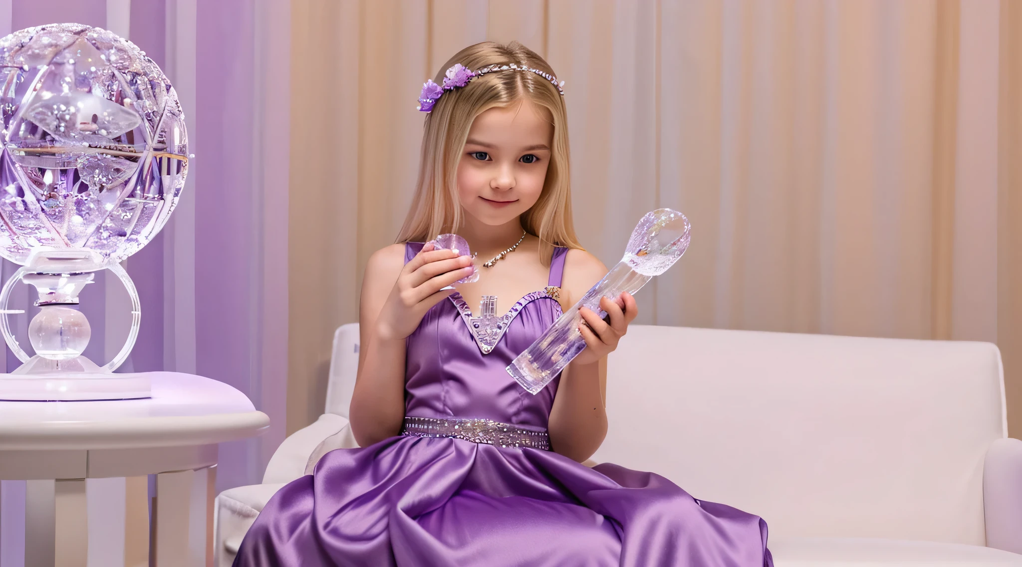 BLONDE GIRL in a purple dress holding a crystal ball in her hands, segurando uma bola de cristal, bola de cristal, uma mulher segurando um orbe, adivinho,