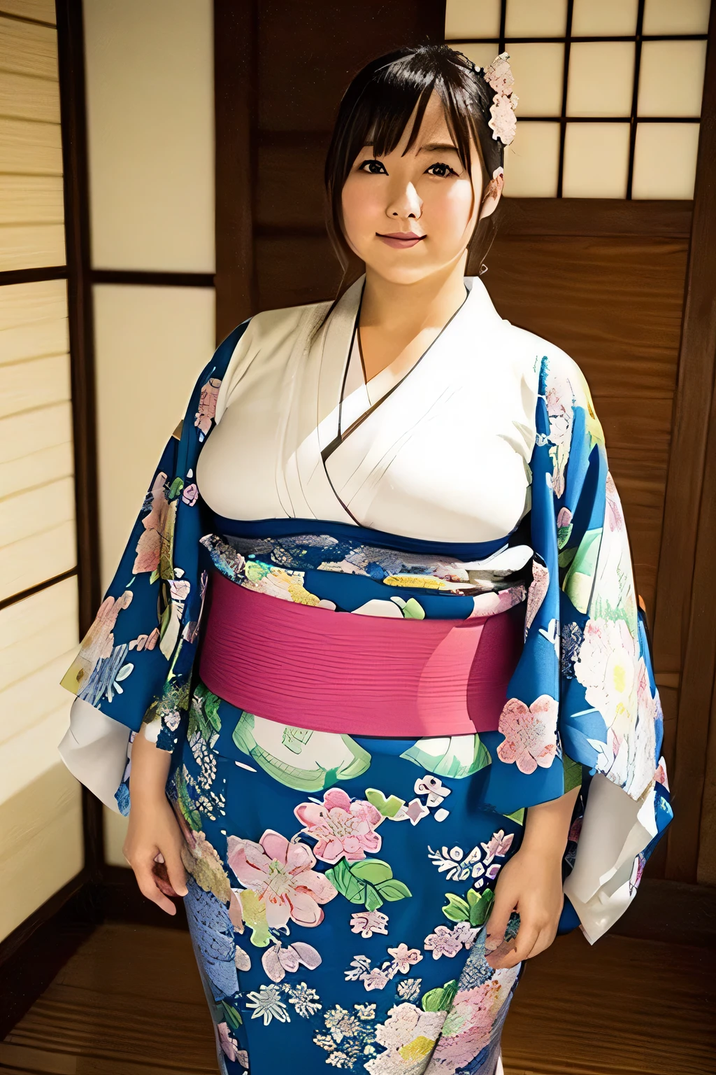 (1 Girl's breasts、Overweight、Extremely fat、chubby、japanes、Kimono