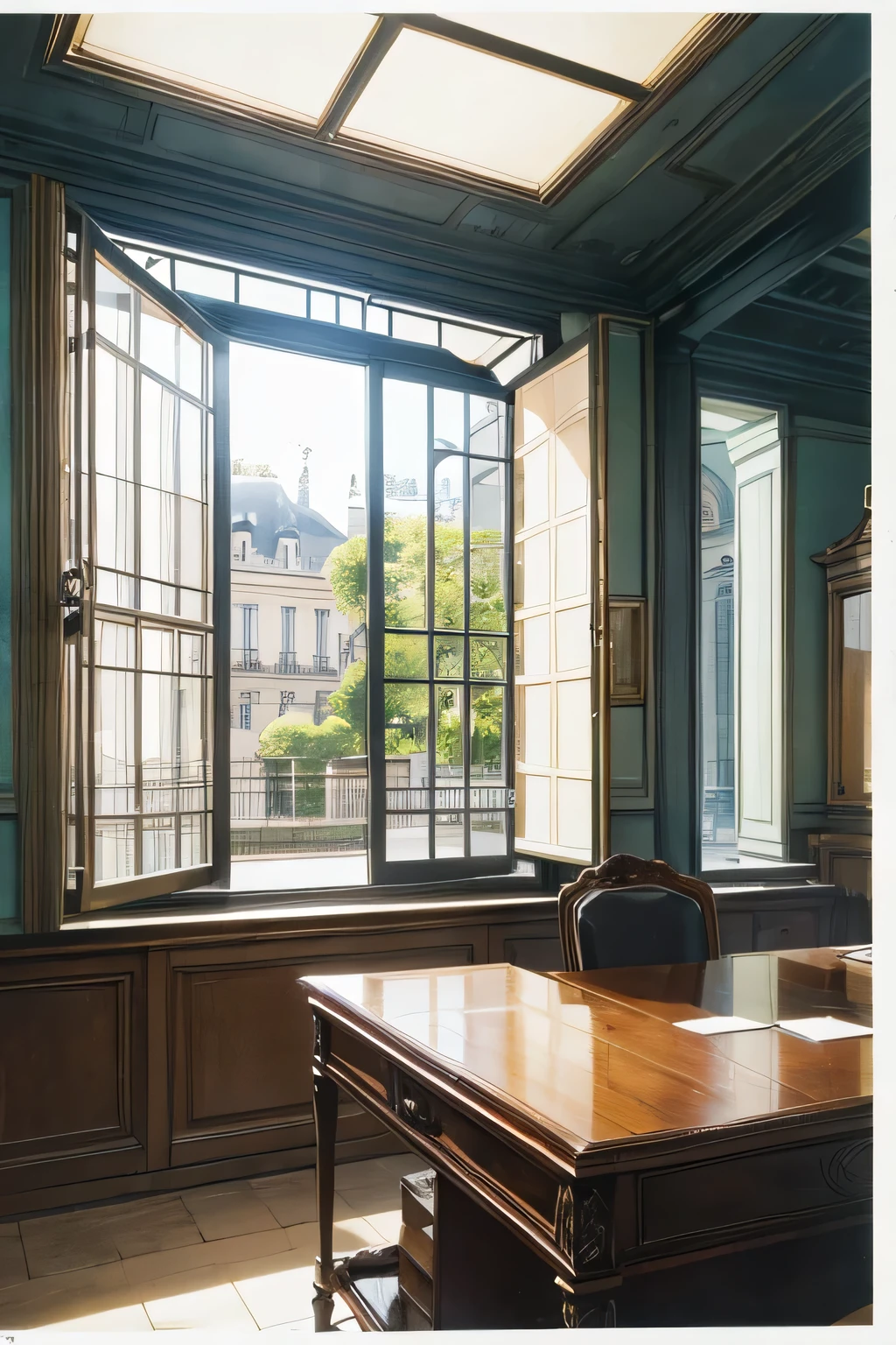 french office, fontaine, genshin impact, vintage