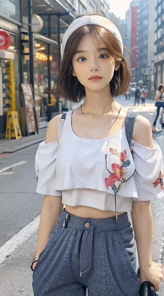 ((best qualtiy, 8K, tmasterpiece:1.3)),Focus:1.2, female high-school student,wooden cabin,(A look of determination)(adolable),delicated face,Long hair waist-length,long hair flowing,Tilt your head,ssmile,Hair details,Delicate Full Body Portrayal,Delicate depiction of the face,Best picture quality,A high resolution,Detailed background,Delicate portrayal,exquisitedetails,Rich in detail,Facial strengthening,(Black crop top with crop top,short skirt),with blue sky and white clouds,Sitting Among the Flowers,wooden cabin,There are no bags under the eyes