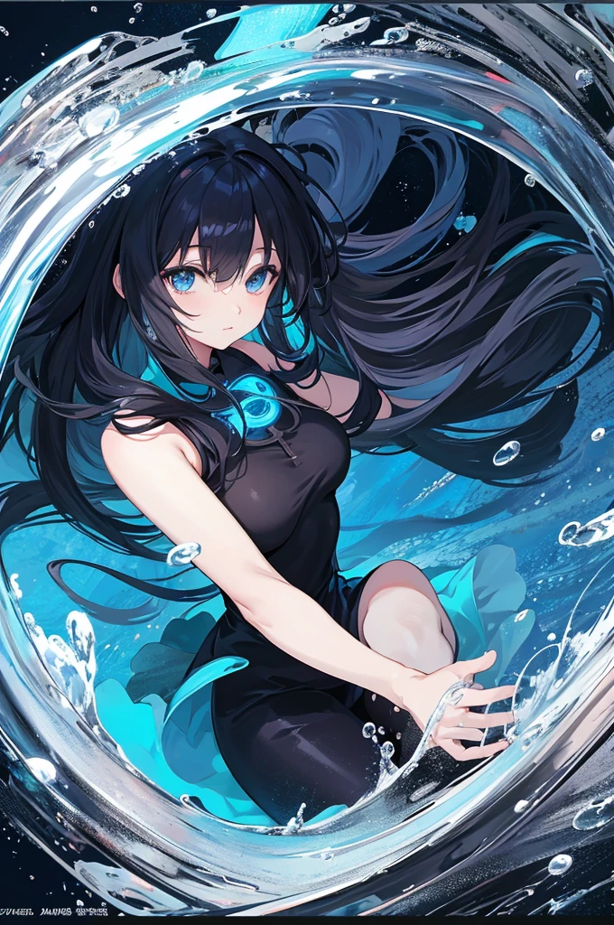 Anime girl with blue eyes and black dress underwater, Yumei&#39;s photo, Pixiv Contest Winner, concept-art, wallpaper anime blue water, Anime style 4k, Anime art wallpaper 4k, Anime art wallpaper 4k, Anime art wallpaper 8 K, Anime wallpaper 4k, Anime wallpaper 4k, 4k anime wallpapers, detailed digital anime art