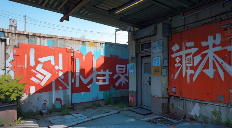 (scenery, En plein air, skye:1.2), Masterpiece, Best Quality, beatiful face, 8K, absurdress, (Rusty metal signs:1.2), concrete wall, cables, Six, Fences, Wall paint, graffiti, From directly above, perspective, Depth of field, HDR, (bleach bypass, ginnokoshi:0.8), Cinematic lighting, Professional lighting, очень темные тени sceneryа, High contrast, sharp-focus, hight resolution, photografic, A hyper-realistic, Ultra Detailed, sharp details, finely detail