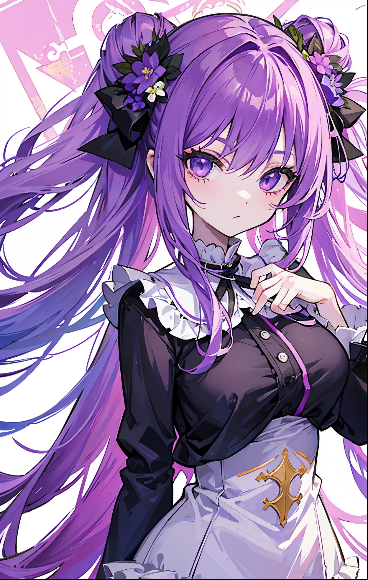 Domineering but cute sweet girl,Long purple-green hair and soft clothes,pvz big mouth flower anthropomorphic
