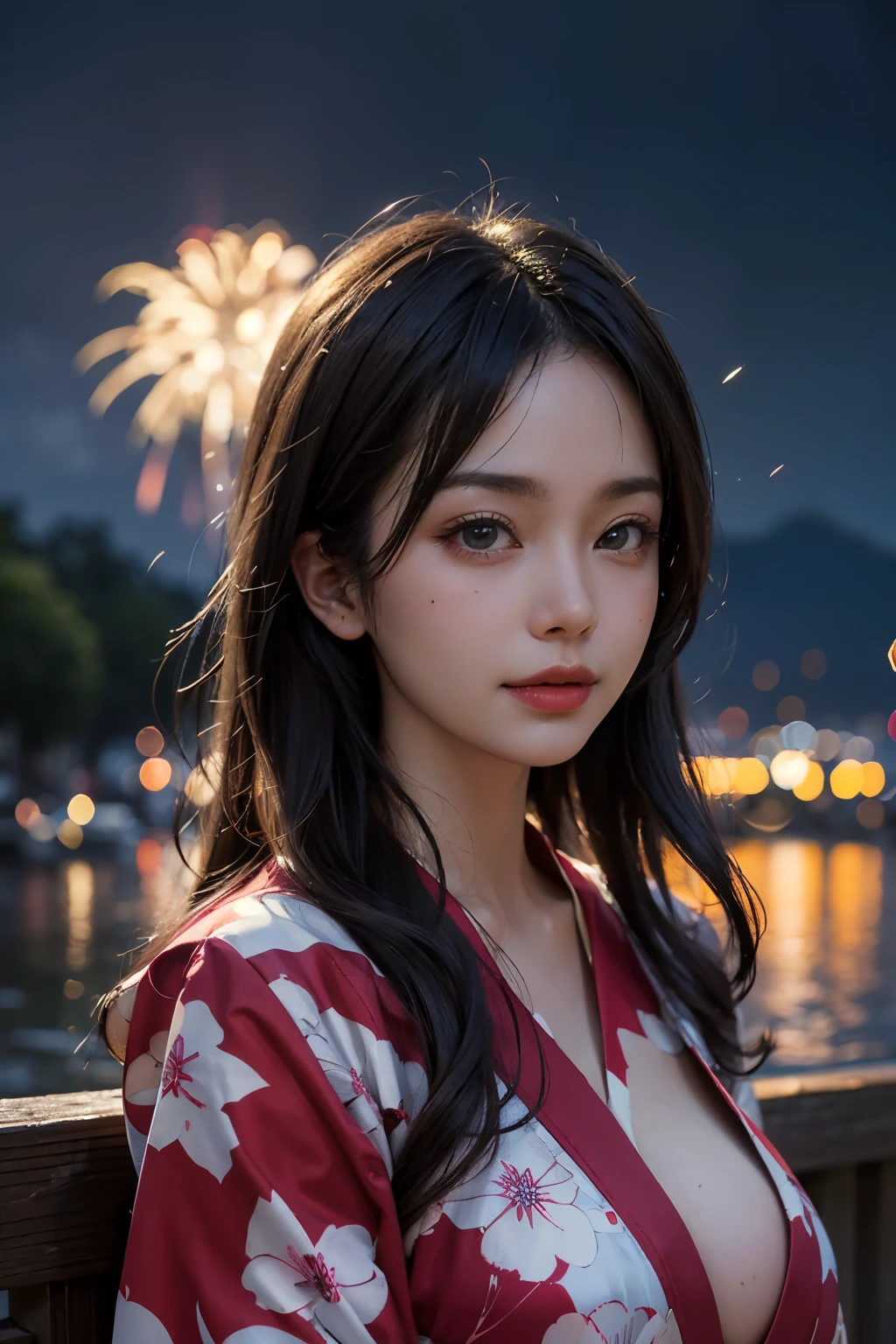 ชุดเดรสclear,See-through fabric,Light fabric,See Through,clear,18+,Nobra,big breastm,Central Tokyo,japan,อาหารjapan,Long, straight hair that reaches the bottom.,nighttime,firelight,Looks happy.,moon,bokeh,firework,carnival,rocket,
drop shadow, anaglyph, stereogram, tachi-e, pov, atmospheric perspective, 8k, super detail, ccurate, best quality