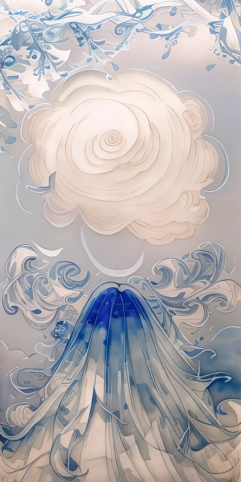 天上有一朵​​clouds, ​​clouds女神, blue spin dress, ​​clouds、Wings and waves, Rimuru storm side photo dragon, Raging sea，water bloom水彩艺术风格, 动漫​​clouds, jellyfish pheonix, Watercolored, Watercolor detailed art, jellyfish priestess, jellyfish pheonix，Raging sea，waterfall man，water bloom