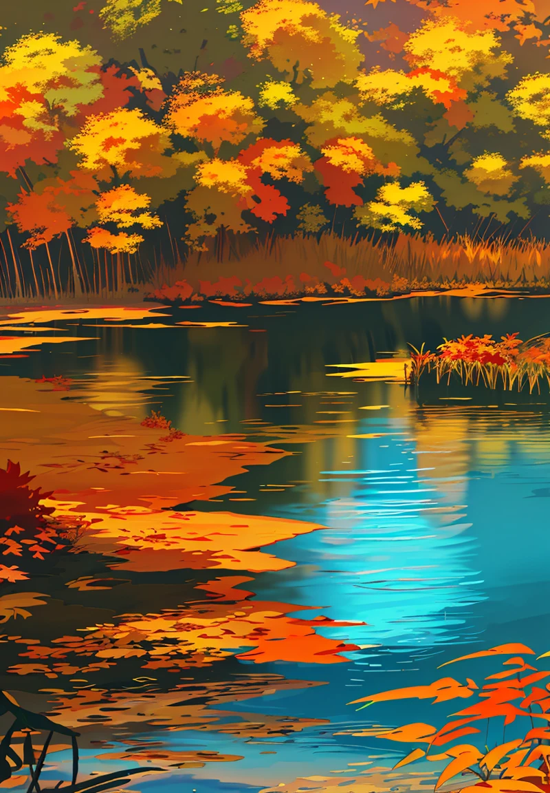 kali,Reeds grow on the shore,Autumn Scene