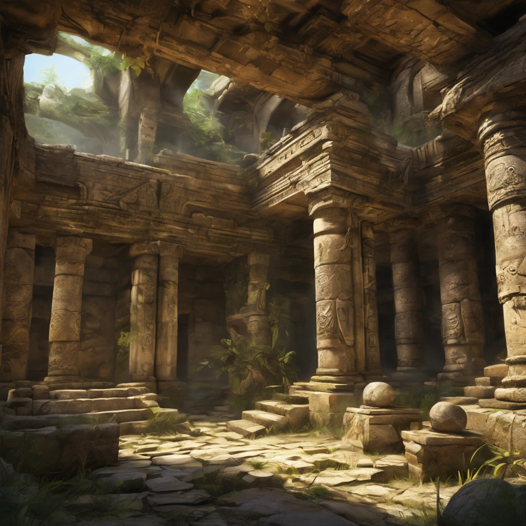 Mysterious Ancient Relics, ancient ruins with mysterious relics, ruins with ancient symbols, atmosphere of mystery and antiquity, higly detailed, Maximum realism