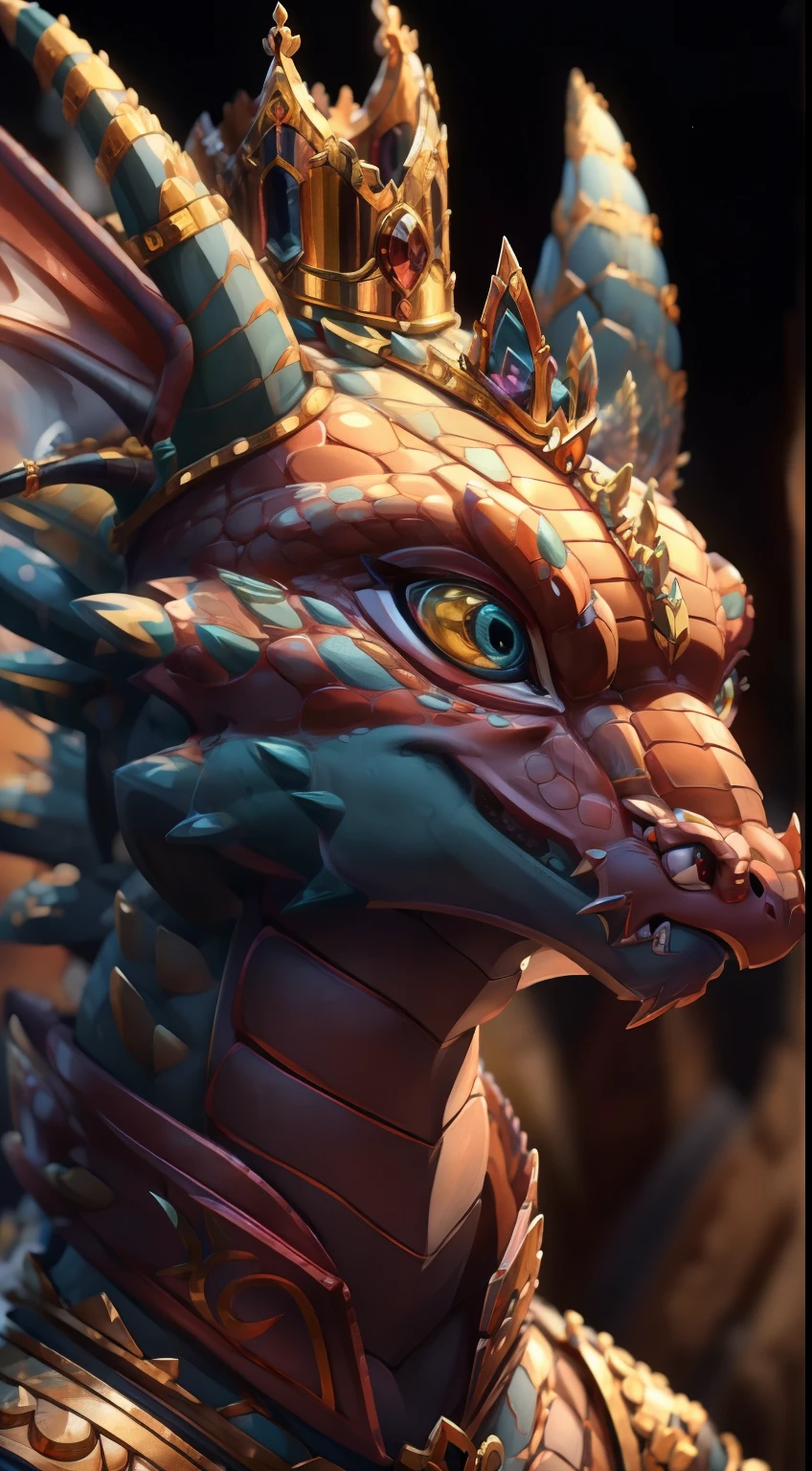 a close up of a cartoon dragon with a crown on its head, as an anthropomorphic dragon, but as an anthropomorphic dragon, hyperdetailed fantasy character, anthropomorphic dragon, anthro dragon art, high quality character design, crocodile loki, young male anthro dragon, trending on polycount, 8k high quality detailed art