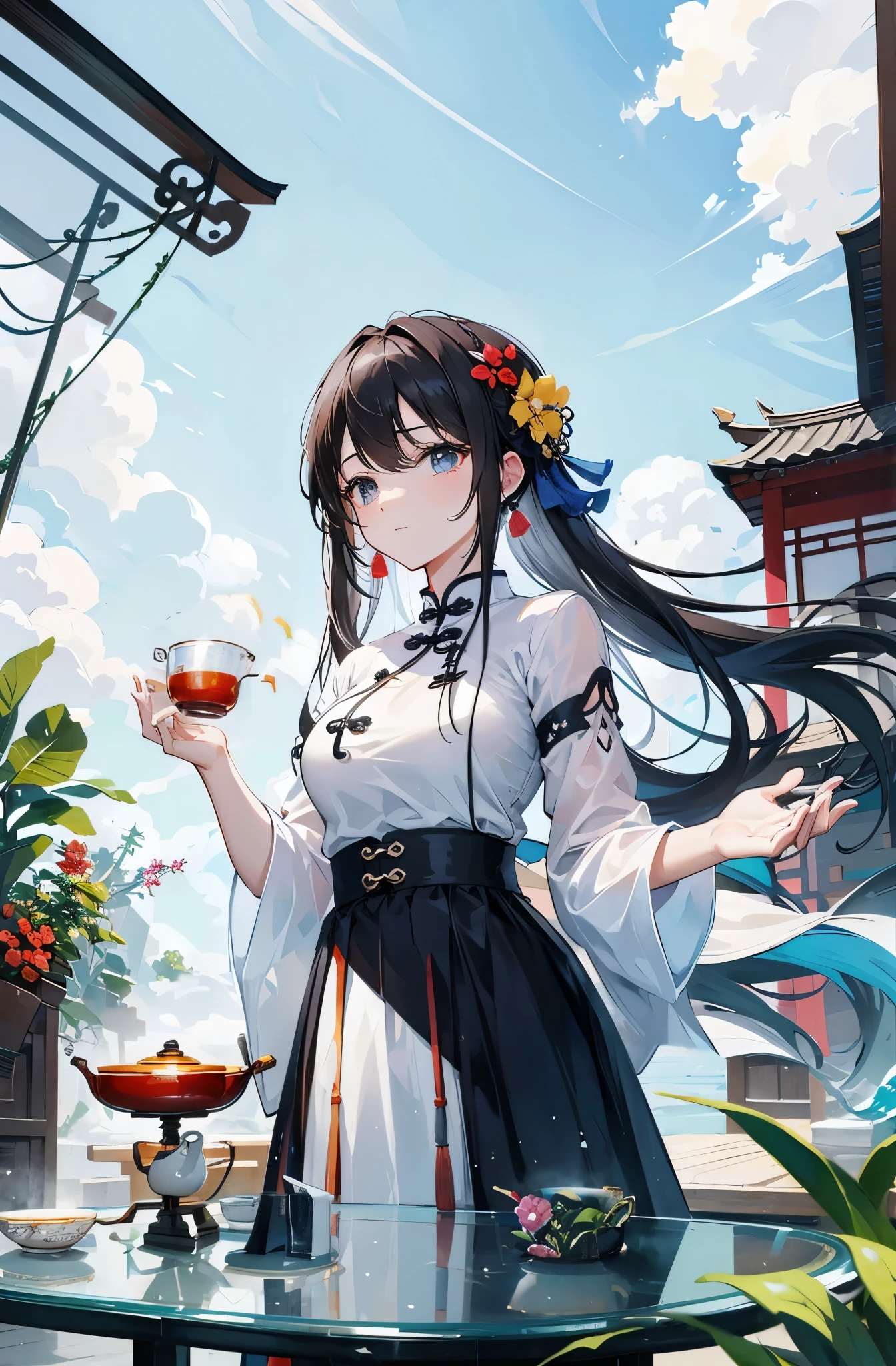 Traditional Chinese tea set。The aroma of tea is overflowing