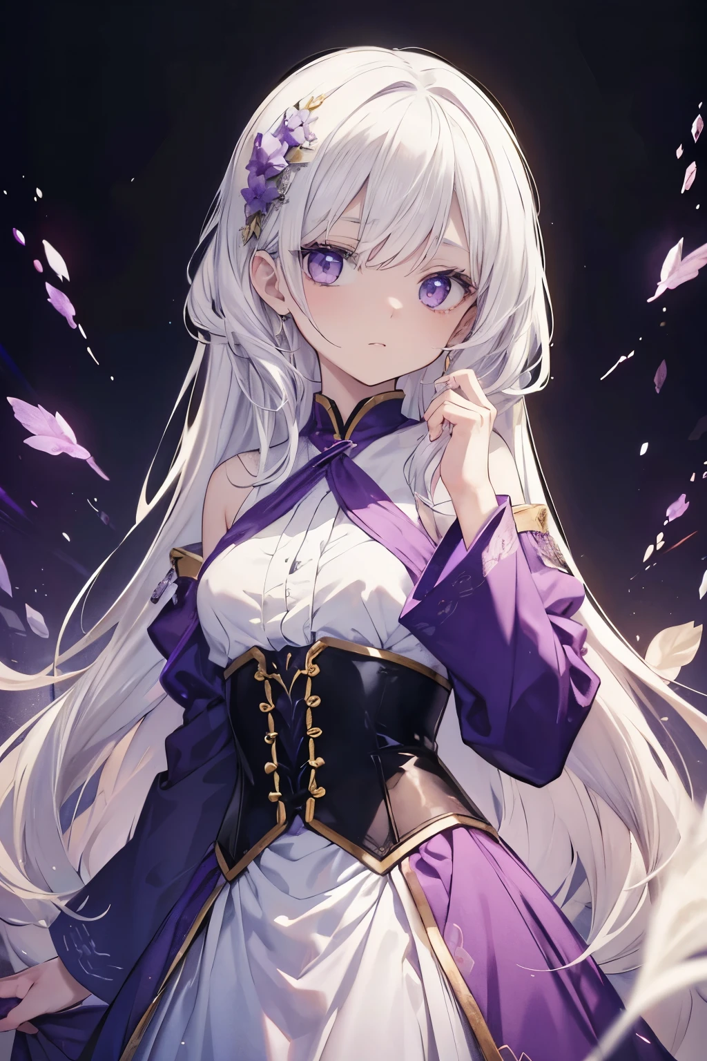 white-haired god,novice,Women's handright purple eyes,Little white handemale small hands,No wings