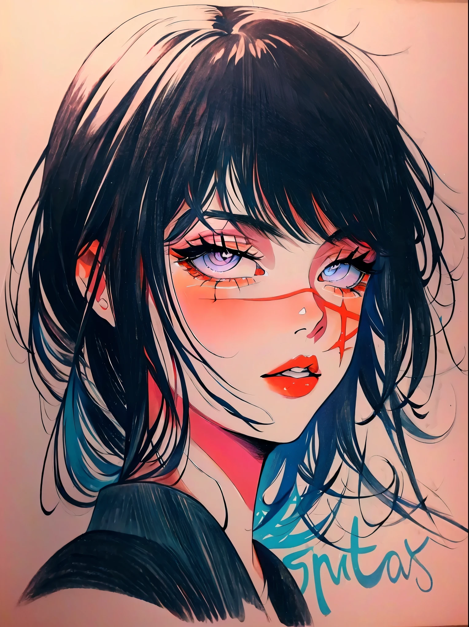 Yoru, vestida de colegial, camisa, Cinta para el cuello, mangas largas, Tema oscuro, (Mirando al espectador, retrato:1.5), black and rojo, rojo details, Runas brillantes_rojo,