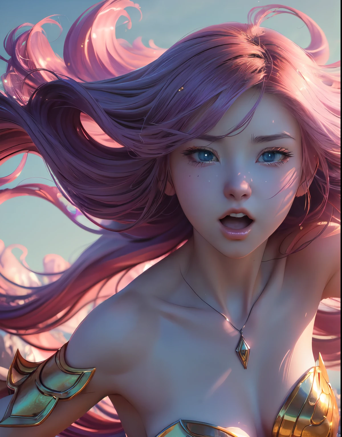 (best quality,4k,8k,highres,masterpiece:1.2),ultra-detailed,(realistic,photorealistic,photo-realistic:1.37),anime,Wlop e Sakimichan,thicc,colored pencil drawing,pastel colors,dreamy atmosphere,anime-style characters,ethereal backgrounds,beautifully detailed eyes,delicate facial features,flowing hair,elaborate costumes,magical creatures,mystery and fantasy,cinematic lighting,focus on character expression,soft shadows,endless depth of field,rich textures,dynamic poses,emotional storytelling,vibrant colors,subtle gradients,fantasy landscapes,glowing effects.