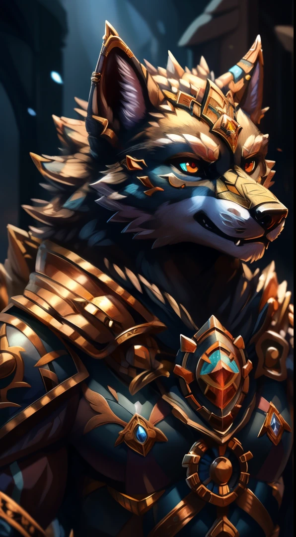 a close up of a group of four different colored characters, wolf armor, coriolios rpg art style, high quality dnd illustration, high detailed official artwork, dnd fantsay art, epic fantasy art style, very very beautiful furry art, character splash art, detailed game art, detailed full body concept art, full character concept art, official character art