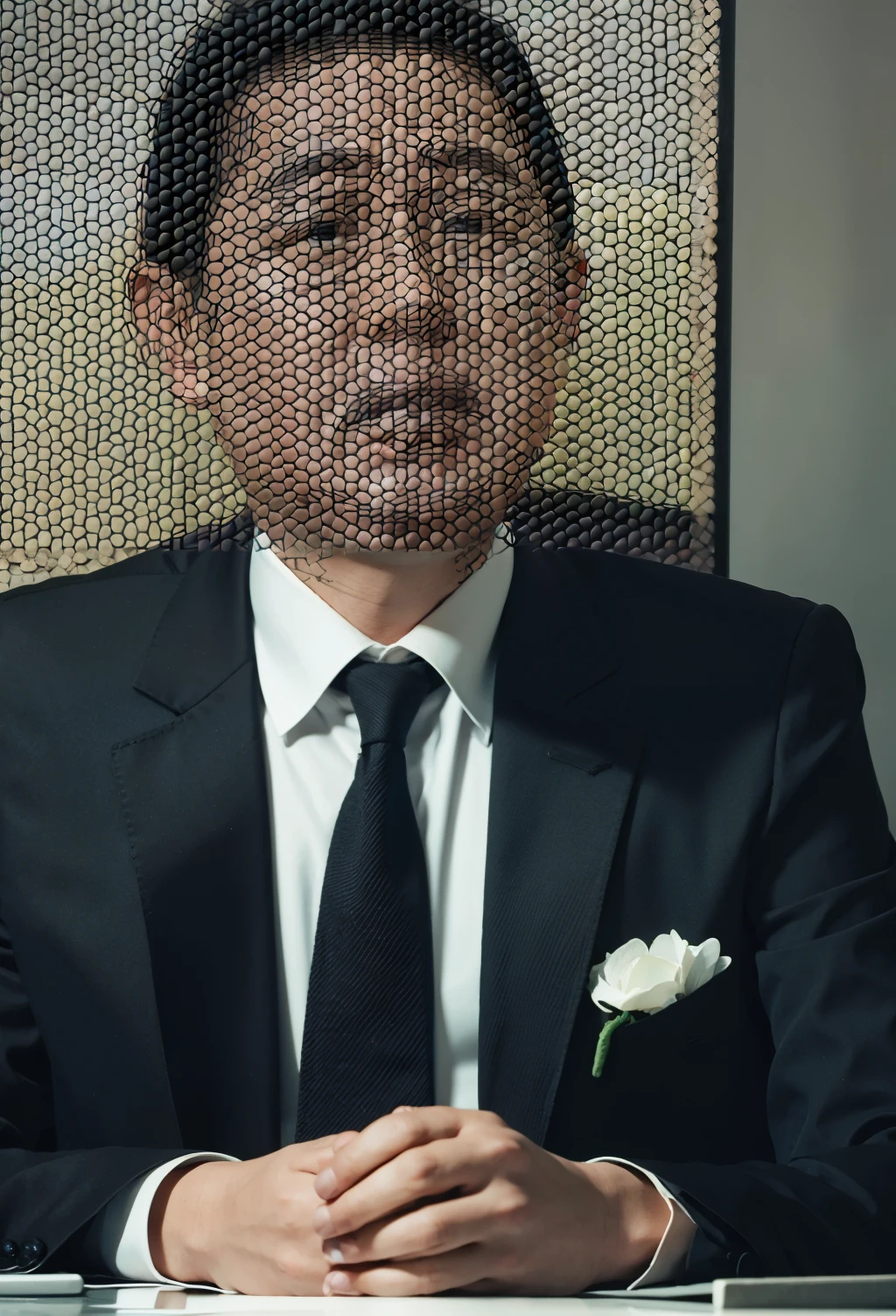 Alafed portrait of man in suit and tie, inspired by Ding Yunpeng, joon ahn, lim chuan shin, lei min, lin hsiang, masashi kishimoto, zezhou chen, naoya tanaka, inspired by Joong Keun Lee, kim jung giu, eichiro oda, (((luke chueh))), lu ji