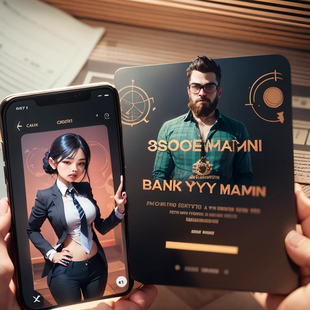create a engagement invitation card with doodle art of IT him with bank employee her image generation --auto --s2