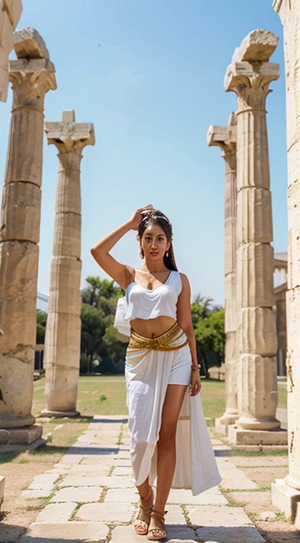 (masterpiece.ihd.Realistic). ((Low angle shot.whole body. Fisheye Lens 5mm)) Super hot and gorgeous European women. 23 years old.Queens of Ancient Egypt.Healthy Body. Egyptian temple. Low Light. Early morning light.