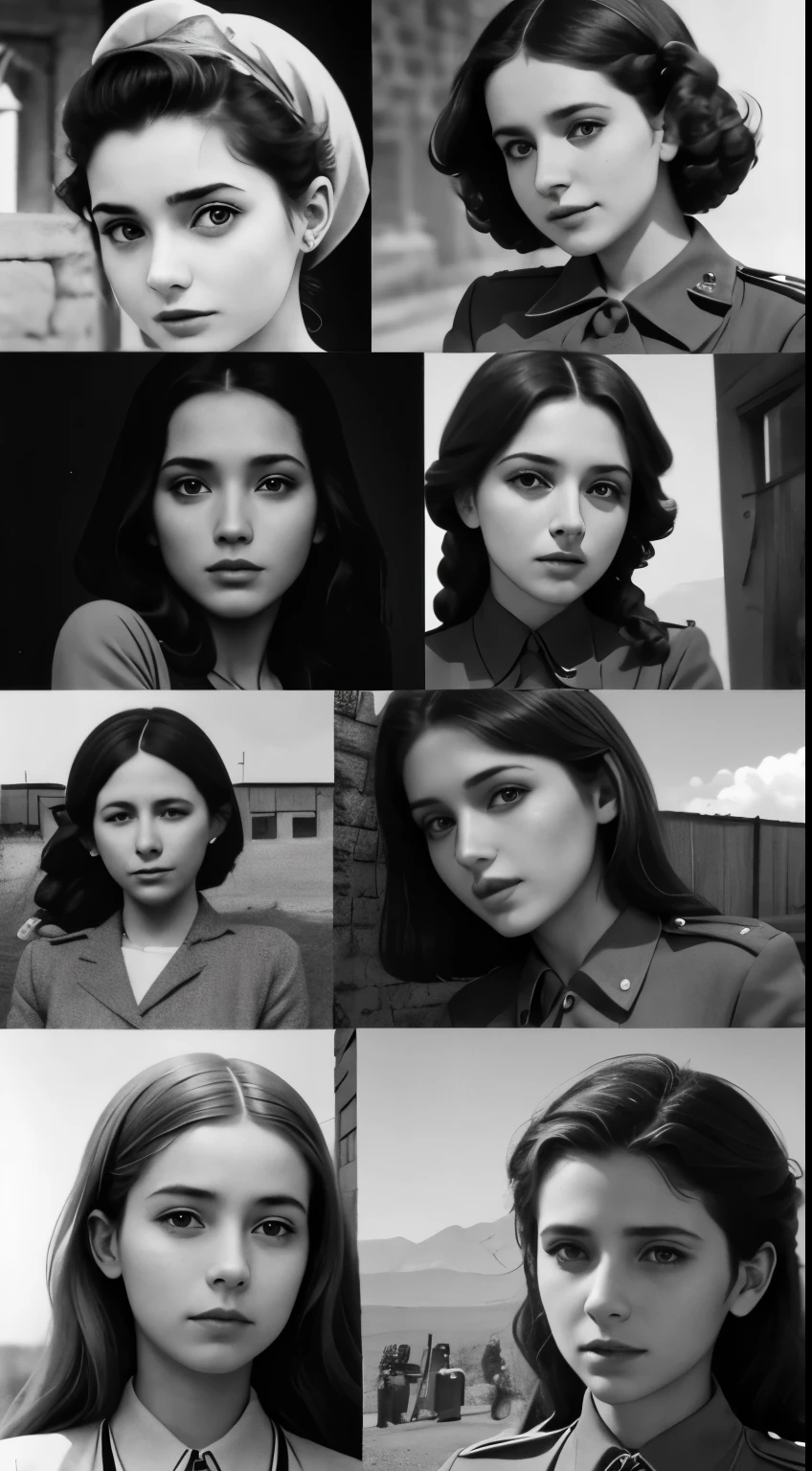 5 young beautiful and wonderful Jewish women in the concentration camp during the Second World War