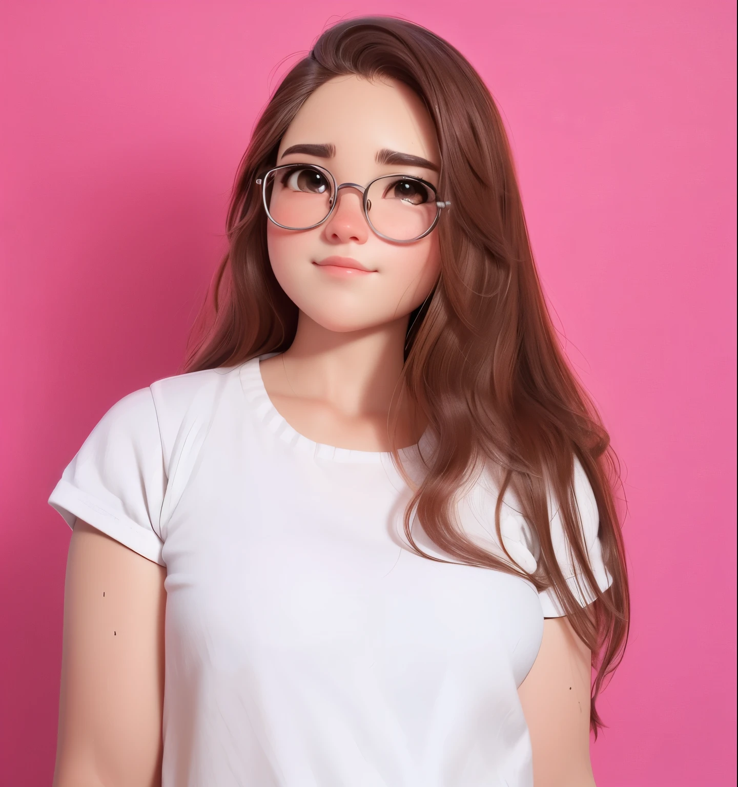 Menina fofa s、Estilo Chibi、copos grandes、ver corpo inteiro、Front to front and the focus is looking at the camera lens、1 head body、Solid pattern on the same background